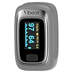 Fingertip Pulse Oximeter, Vibeat Portable SPO2 Monitor with Pulse Rate, Finger Blood Oxygen Saturation Meter with 12 Sets of Data Records, Gray