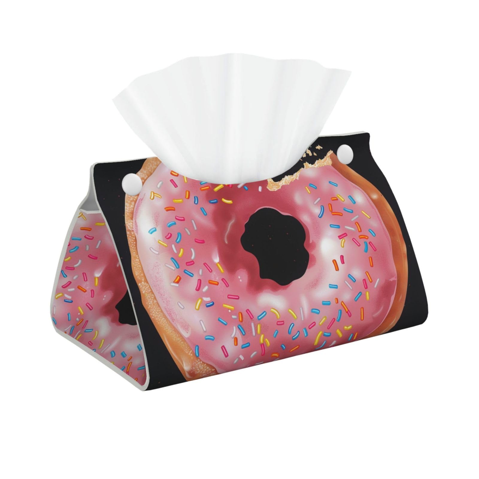 Donut Print Print Tissue Box Cover Foldable Tissue Storage Box Leather Tissue Cube Box Holder for Living Room Bedroom Office Car Home Decor