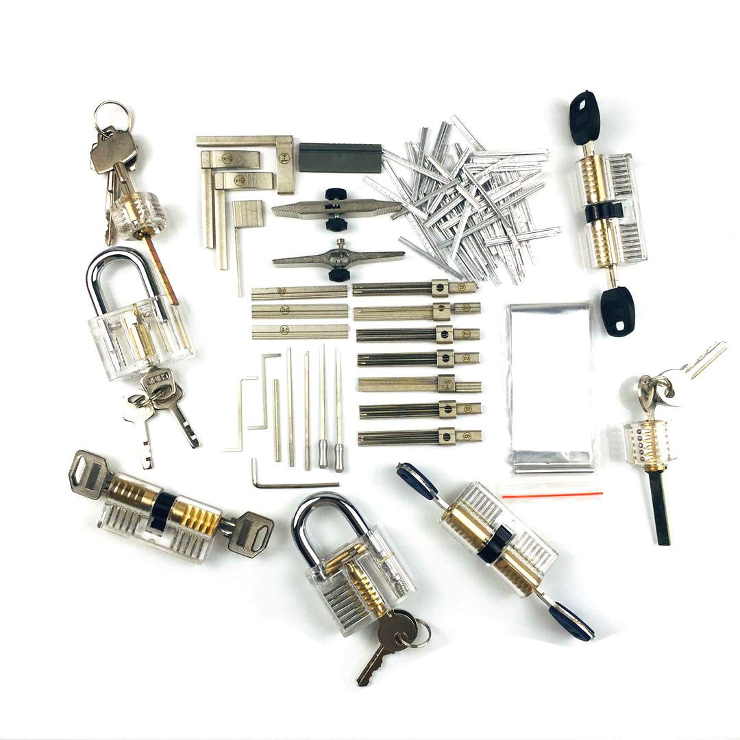 Tpm Go Men's Transparent Anti-Theft Lock Quick Opening Tool,Professional Pick Set With 7Pcs Practice Locks,Lock Picking Kit For Locksmith