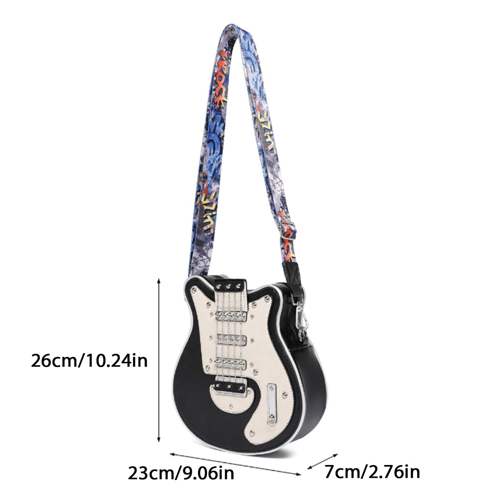 Elegante borsa a tracolla in pelle PU a forma chitarra Borse a tracolla casual Borsa a tracolla per amanti della musica e viaggiatori Accessorio per amanti della musica