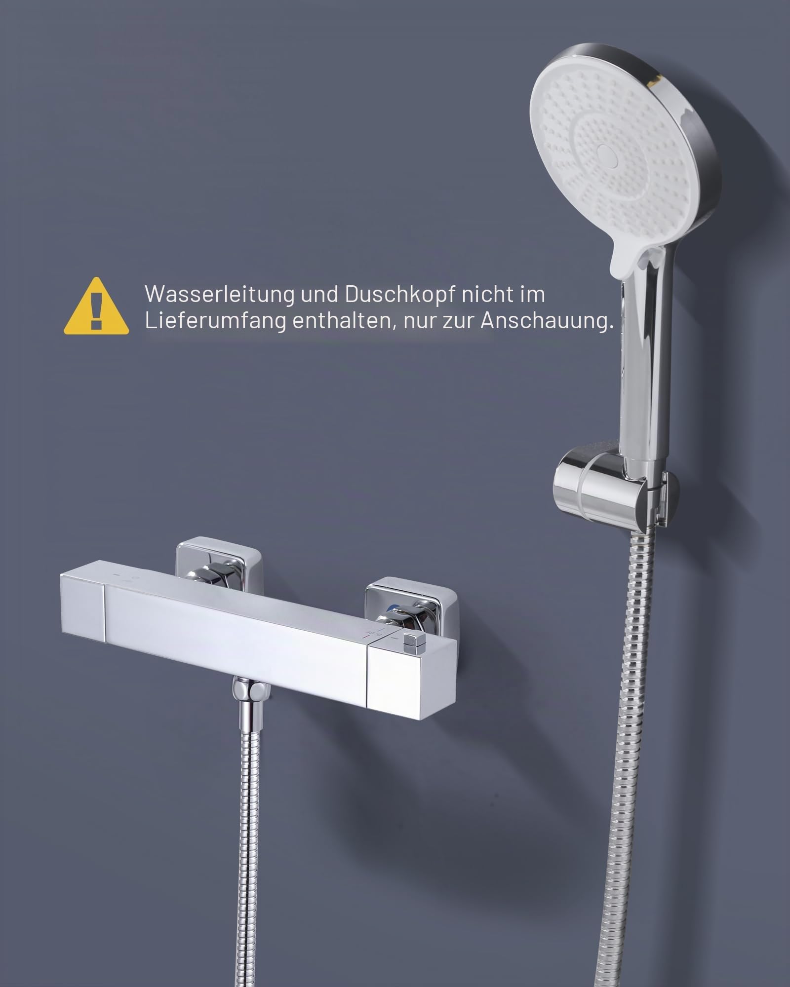 ARCORA Duschthermostat Messing 40°C Sicherheitssperre ohne Schlauch Chrom | Thermostat-Duscharmatur Messing 40°C Sicherheitssperre, ohne Brauseschlauch, Wandeinbau, Chrom
