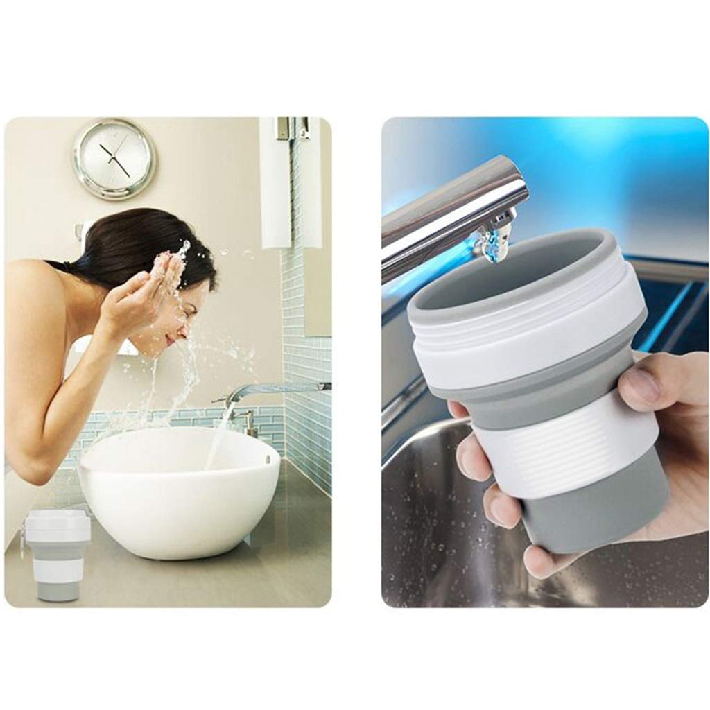 Klappbarer Wasserbecher, Silikon Tragbar Mini Outdoor-Reisen Hohe Temperaturbeständigkeit Mit Strohhalm 350ml (6 Farben)