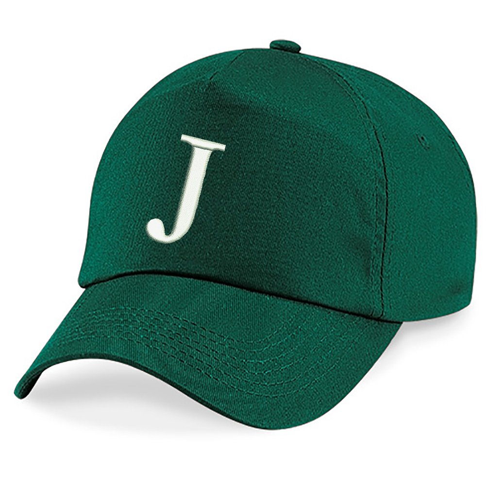 4Sold Unisex Kids J Children School Embroidered Cap Kids Hat Alphabet A-Z Bottle Green