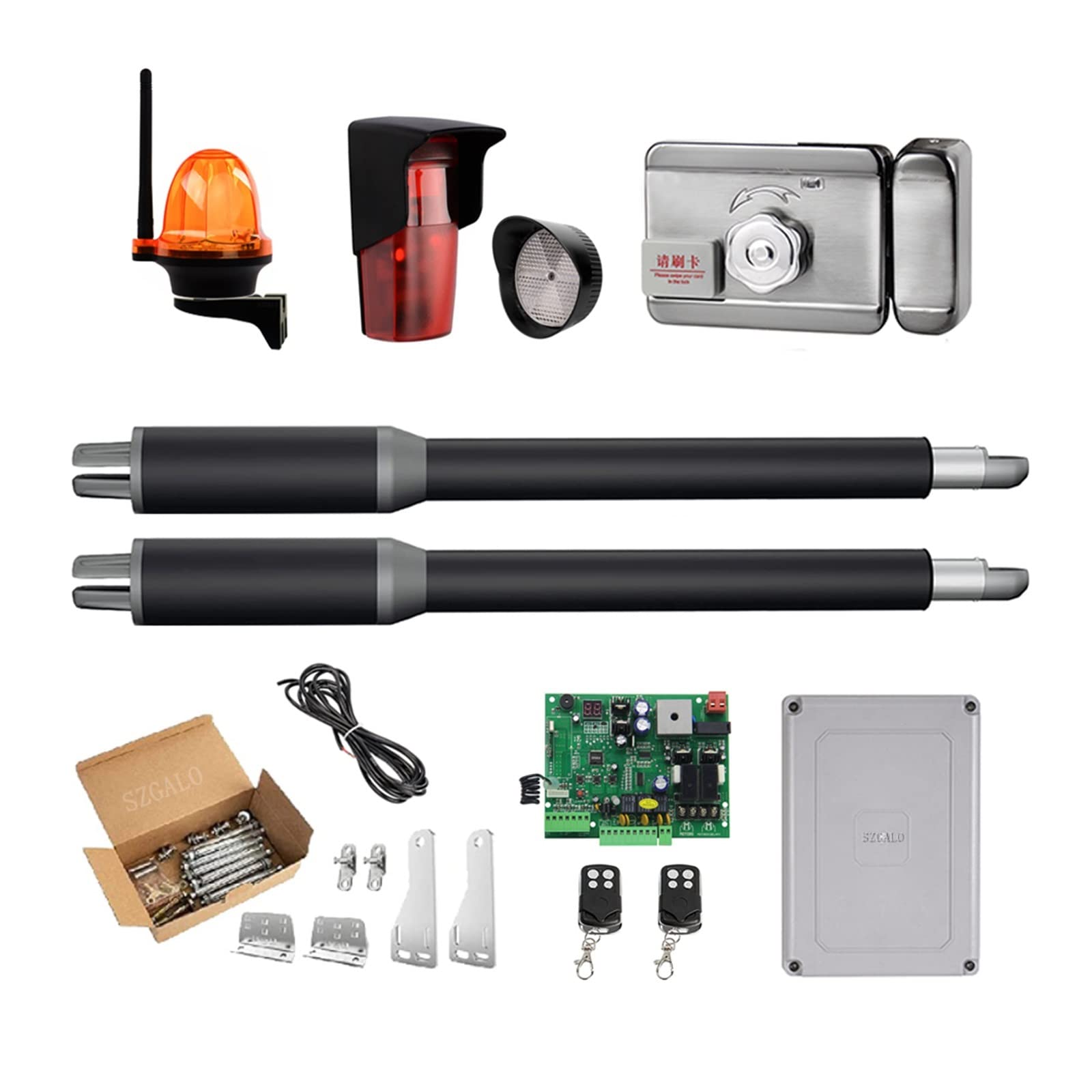 Apricancello Attuatore lineare DC Ingranaggio a Vite Senza fine Apricancello Automatico a Battente for vialetto (fotocellule, Lampada, Pulsante, operatore gsm Opzionale)(Kit S)