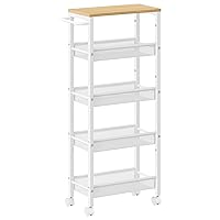 VASAGLE Carrello a 5 Ripiani, Carrello Cucina Salvaspazio con Ruote