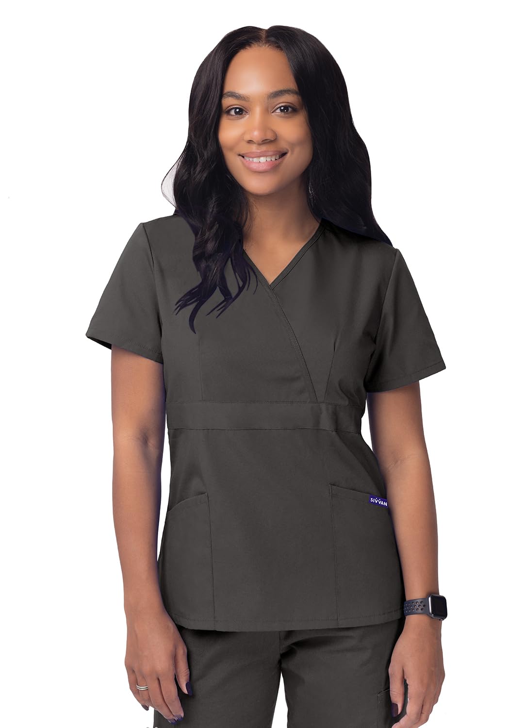 Sivvan Women's Scrubs Mock Wrap Top (Available in 15 Colors) — view 23