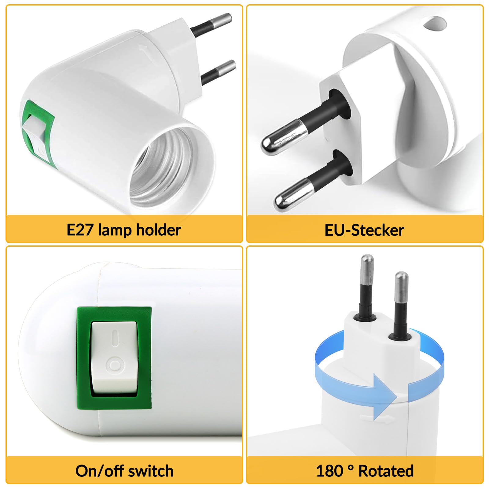 Lot De 4 Douilles E27 Avec Interrupteur + 4 Ampoules LED 15W Blanc Chaud 3000K