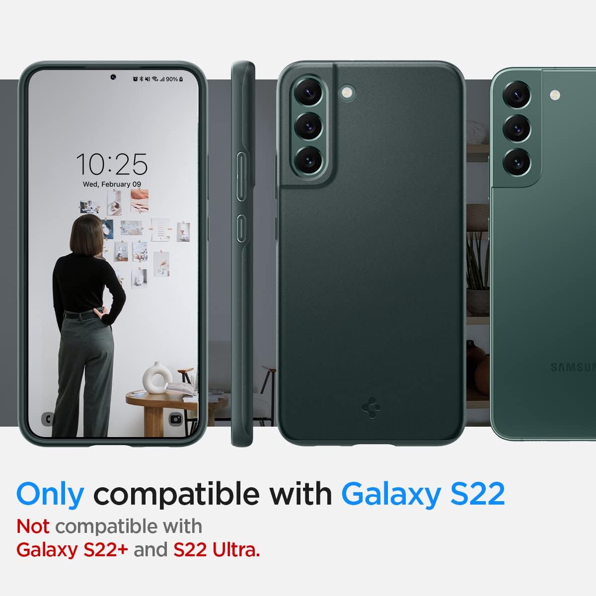 Spigen Thin Fit Designed for Galaxy S22 Case (2022) - Abyss Green : Cell Phones & Accessories