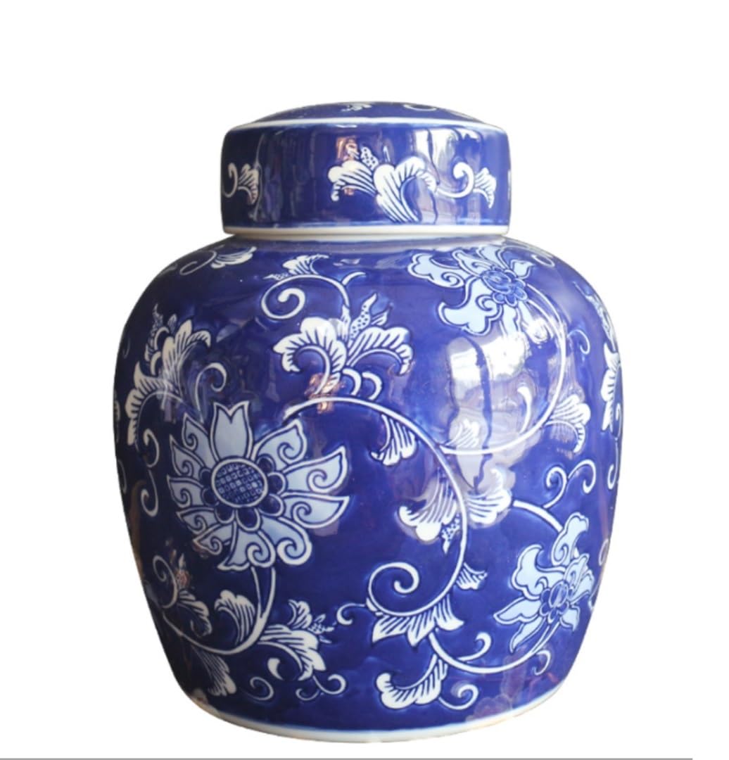 SBJKLYRN ceramic jar， Decorative Ginger Jars Ancient Chinese Porcelain Ceramic Temple Jar with Sealed Lids Home Kitchen Dining Temple Jar