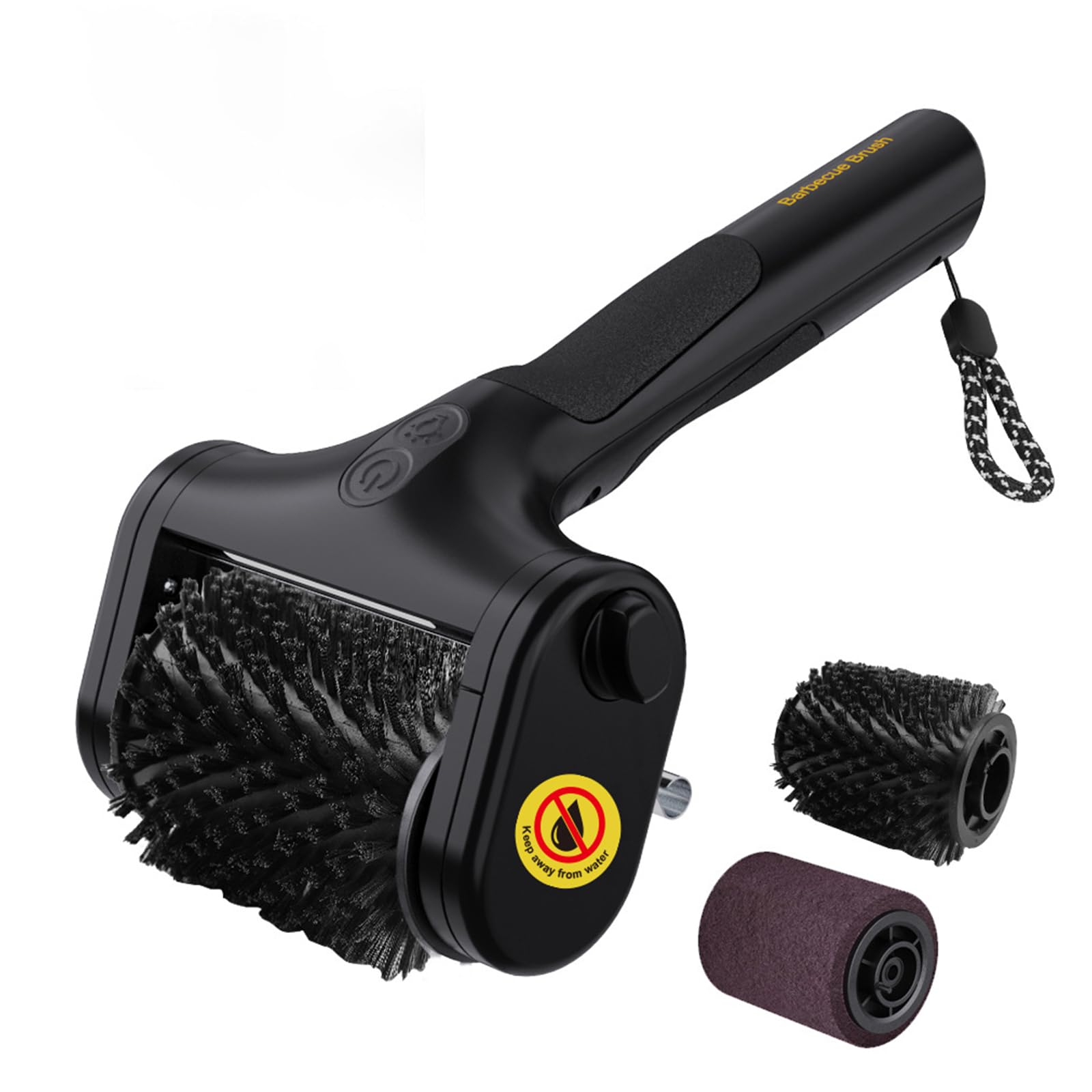 NMFLAB Sturdy Barbecue Scrubber Having Two Metal and Synthetic Fibers Along Integrated Light Structure Portable BBQ Brush