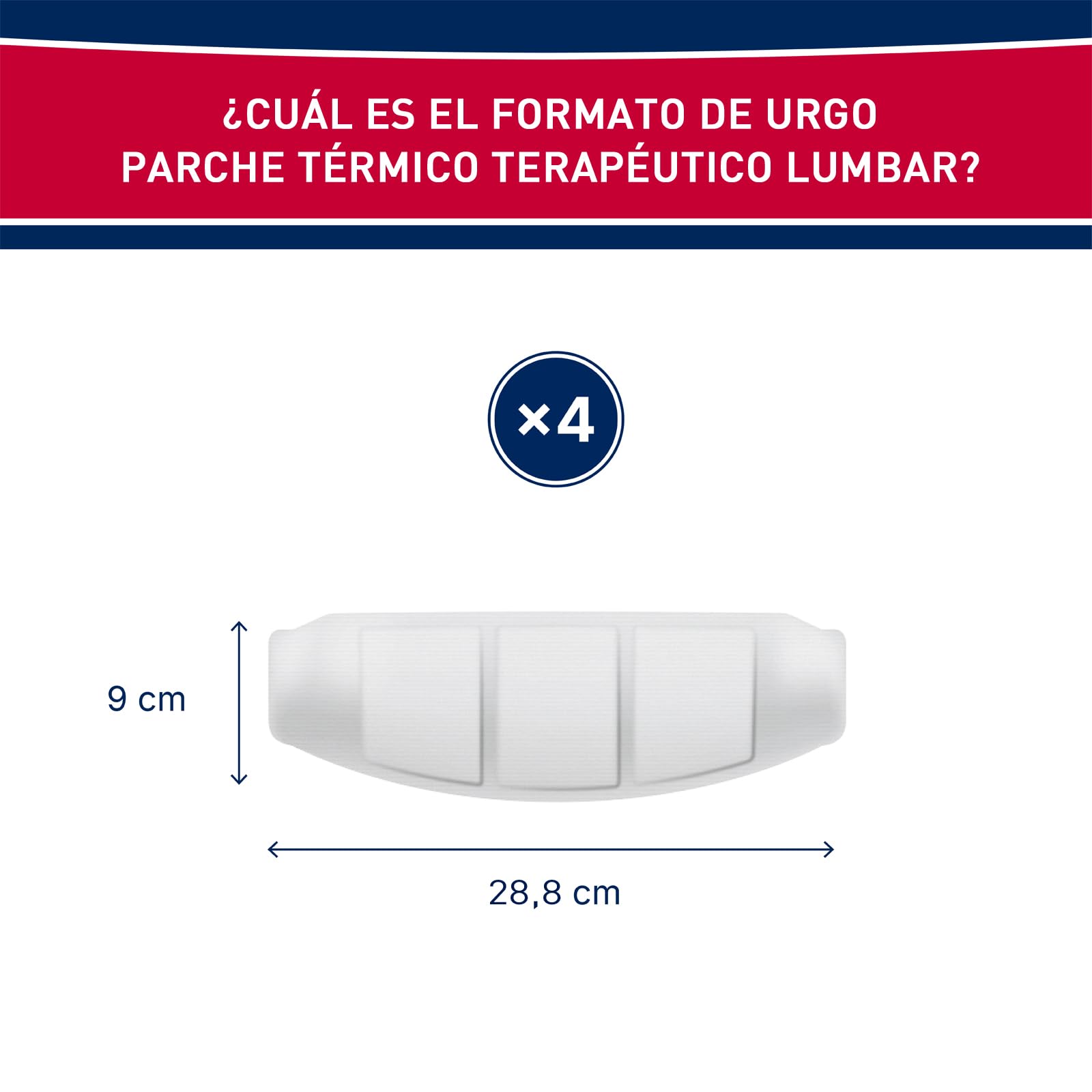 Urgo - Parche térmico terapéutico lumbar - Indicado para dolores musculares y articulares - Caja con 4 parches de 9 cm x 28,8 cm