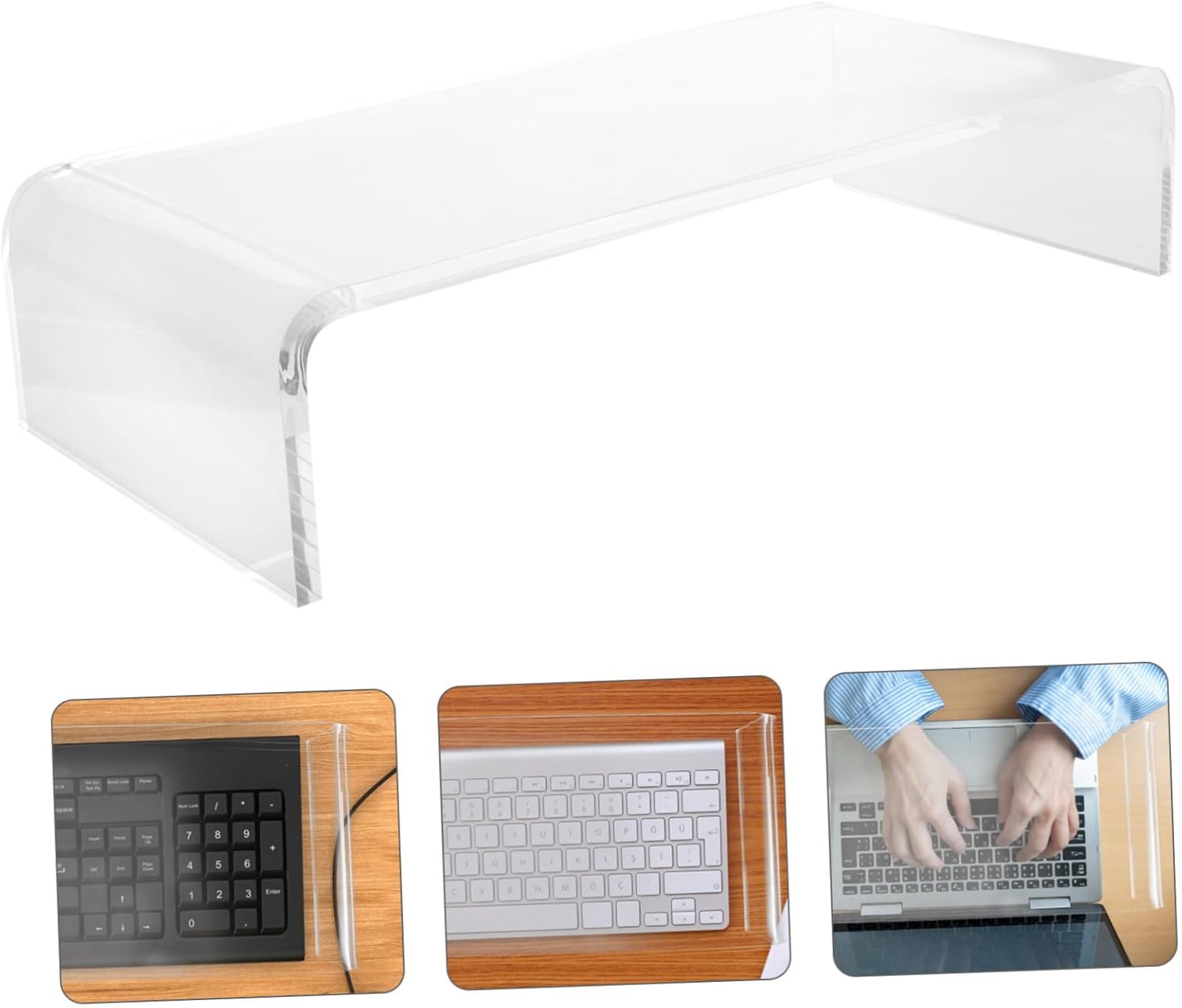 ABOOFAN Acrylic Keyboard Cover Monitor Riser Stand Multifunctional Cat-Proof Keyboard Protector for Gaming and Office Use Computer Lifting Rack