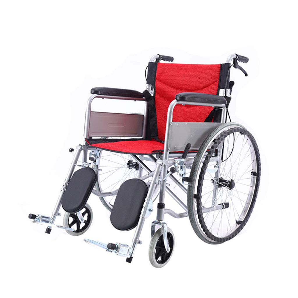 RUIVE Lightweight Folding Wheelchair Self Propelled Leg-Rests Strong Extra with Armrests and Folding Adjustable Pedal