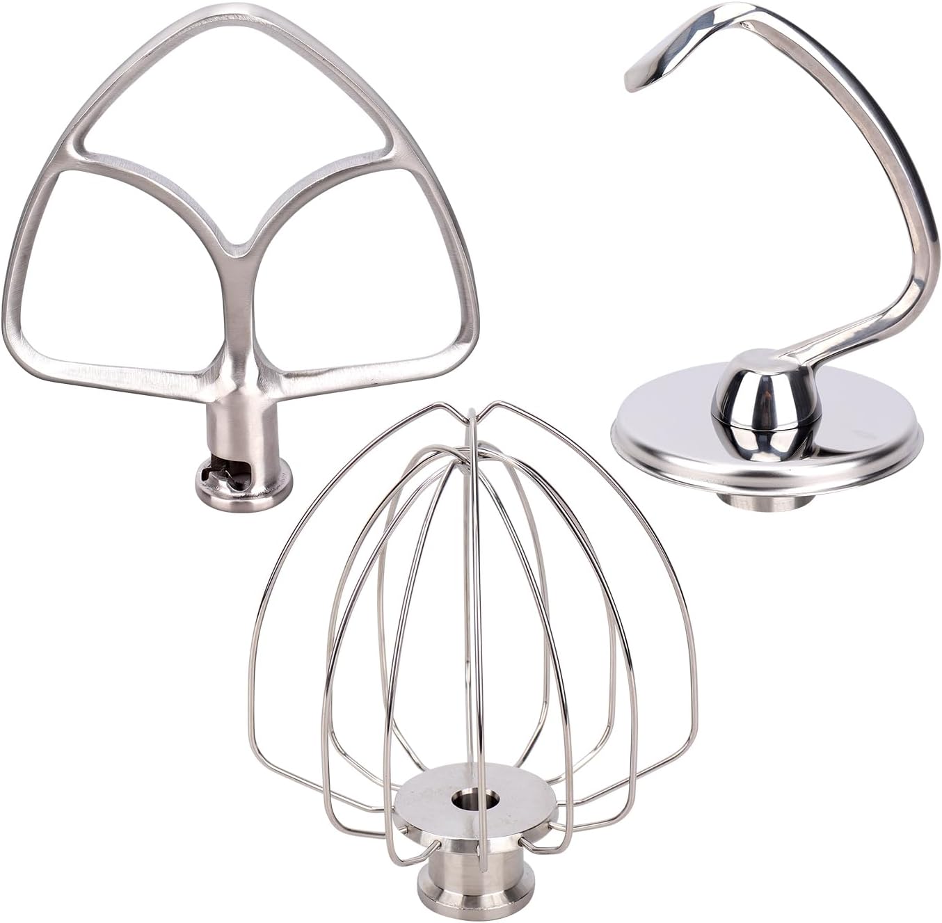 4.5-5 Qt Stand Mixer Attachments for Kitchenaid K45DH Dough Hook K45B Flat Beater K45WW Wire Whip Whisk Kitchen Aid Accessories for KitchenAid 4.5-5 Qt Tilt-Head Stand Mixers,Stainless Steel