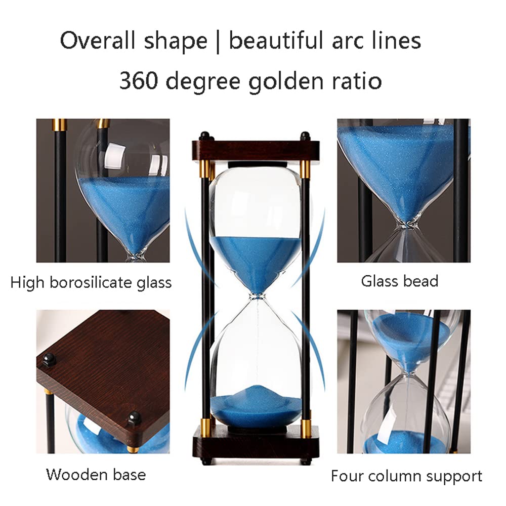 Reloj de Arena, Temporizador de 30/60 Minutos, Reloj Arena con Soporte metálico, Seguridad for niños, clásico versátil, Accesorios for Oficina y hogar, 19 x 8.5(Green,30 Minutes (19 * 8.5cm))
