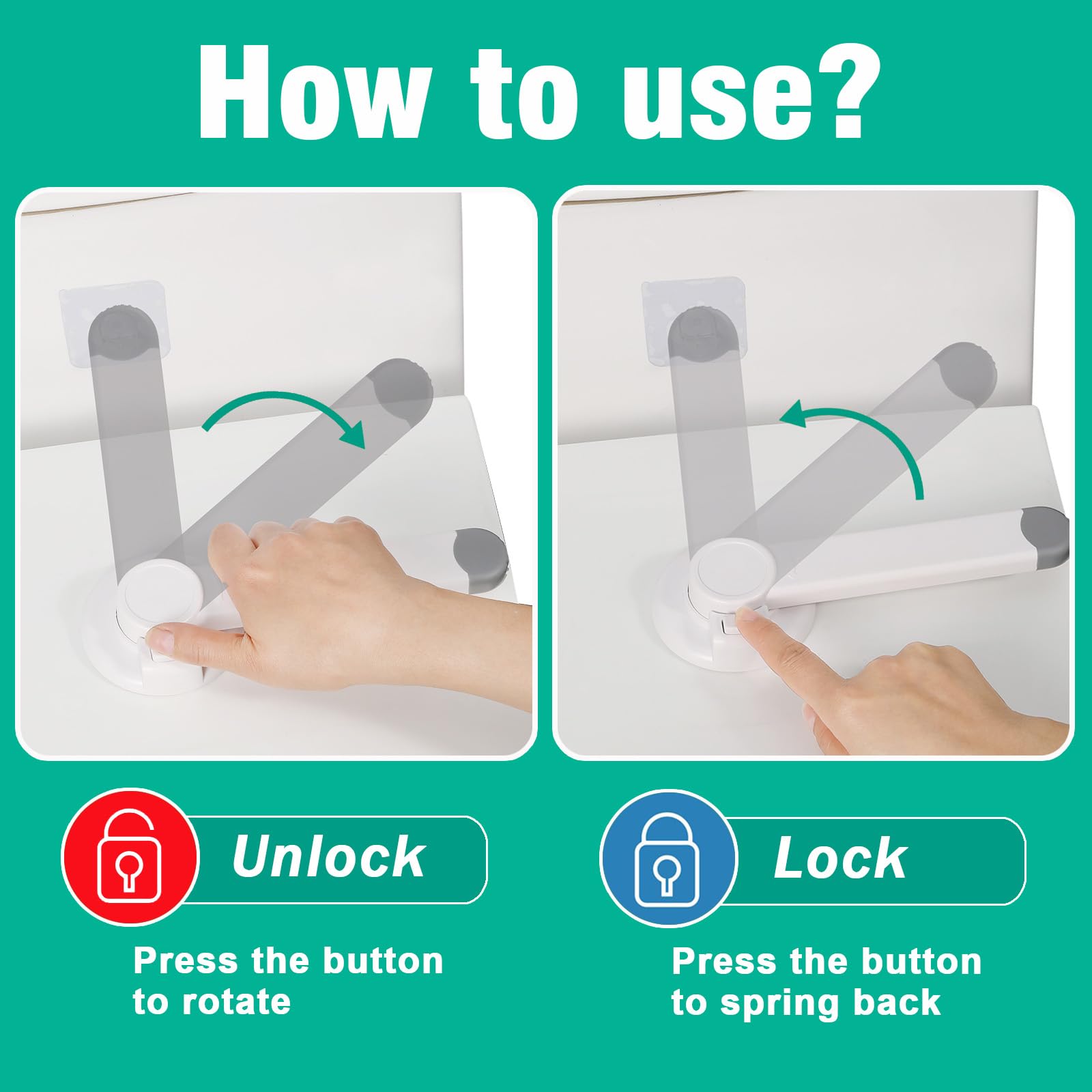 Babylush Cerradura de inodoro a prueba de niños (paquete de 2)