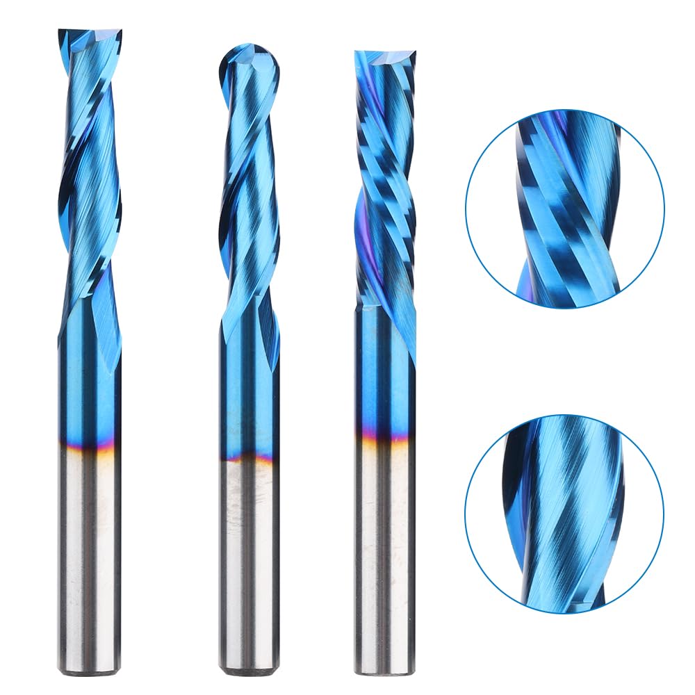 Genmitsu Carbide CNC zestaw bitów do routera z nano-niebieską powłoką, trzpień 1/4"