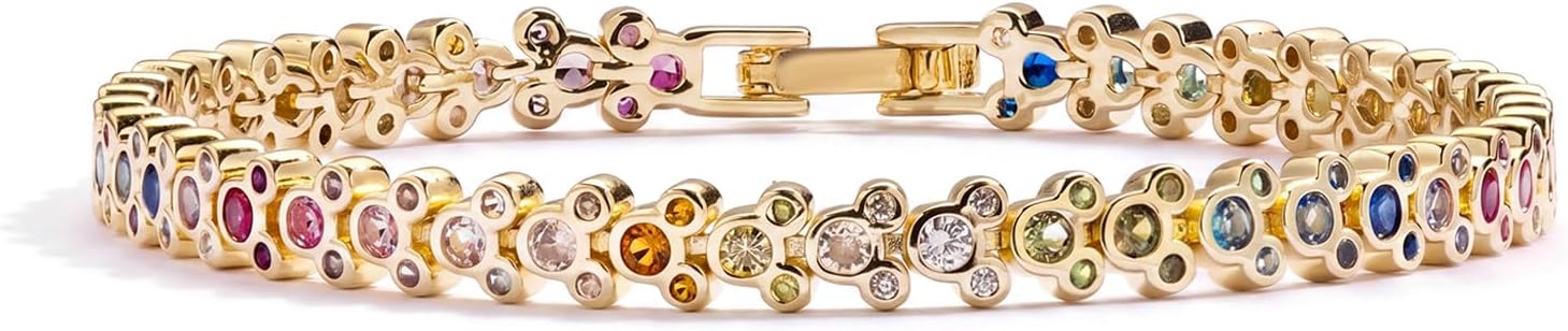 Tennis Bracelets For Women,Dainty Mouse Bracelets 14k Gold Bracelet For Women, Valentines Mother'S Christmas New Year 6-7.5 Inch