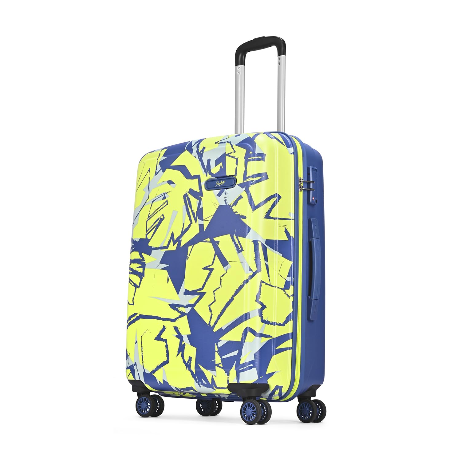 Lush Printed Medium Size Hard Case Trolley Bag, Pink-Blue