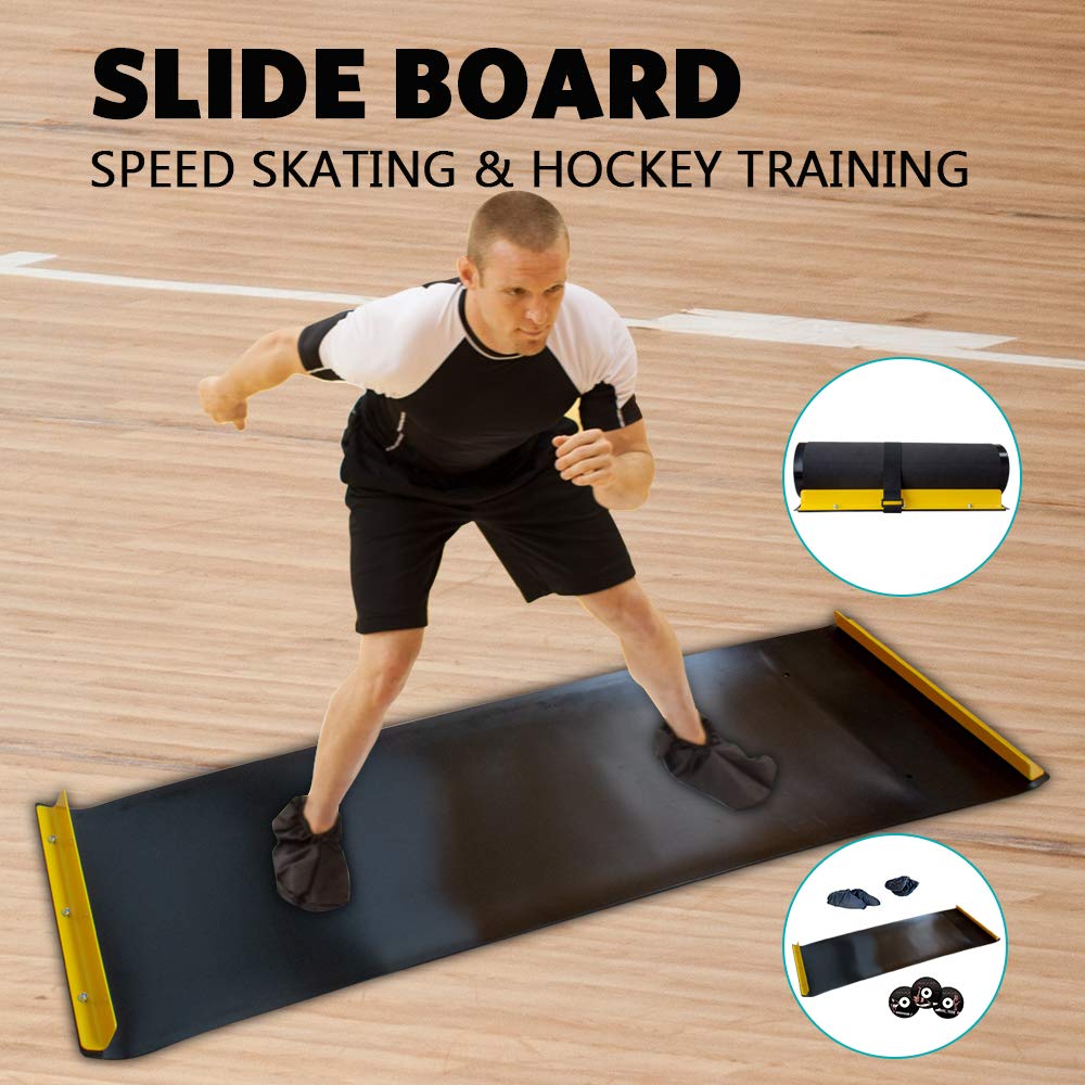 American Lifetime Slide Board - 7.5-Foot Workout Board for Fitness Training and Therapy - Shoe Booties, Carrying Bag and FREE Spiked Massage Roller Ball and Workout Booties Included