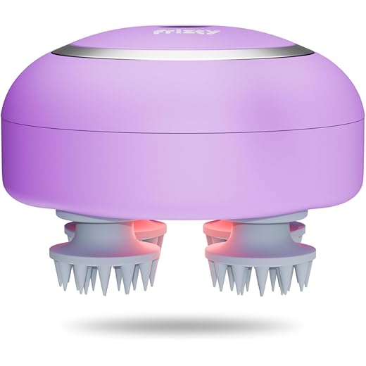 Frizty Scalp Massage | Hair Massager for Hair Growth | Head Massager | Red light for hair | 96 Silicon Kneading Points Detachable Head, Stress Relief (Lavender)