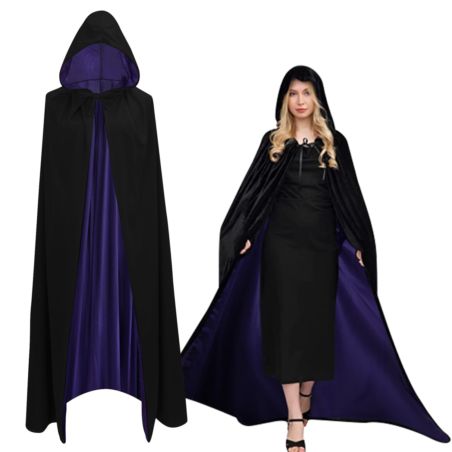 Ynaice Halloween Costume Hooded Cape Adult Vampire Witch Costume Cloak Cape Fancy Dress Role Play Cosplay Accessories-150cm