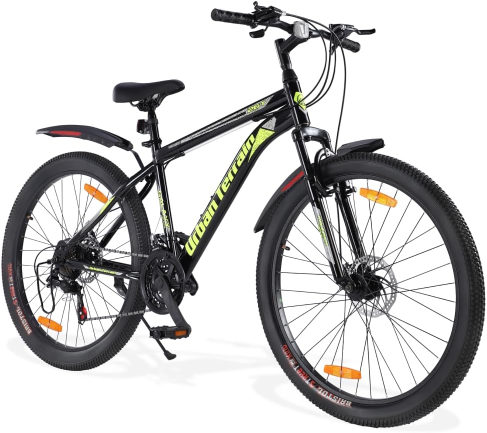 Urban Terrain Galaxy Ultra Multispeed High Performance Mountain Cycles for Men with Front Suspension and Dual Disc Brake MTB Bike 26T (21 Speed, Green)