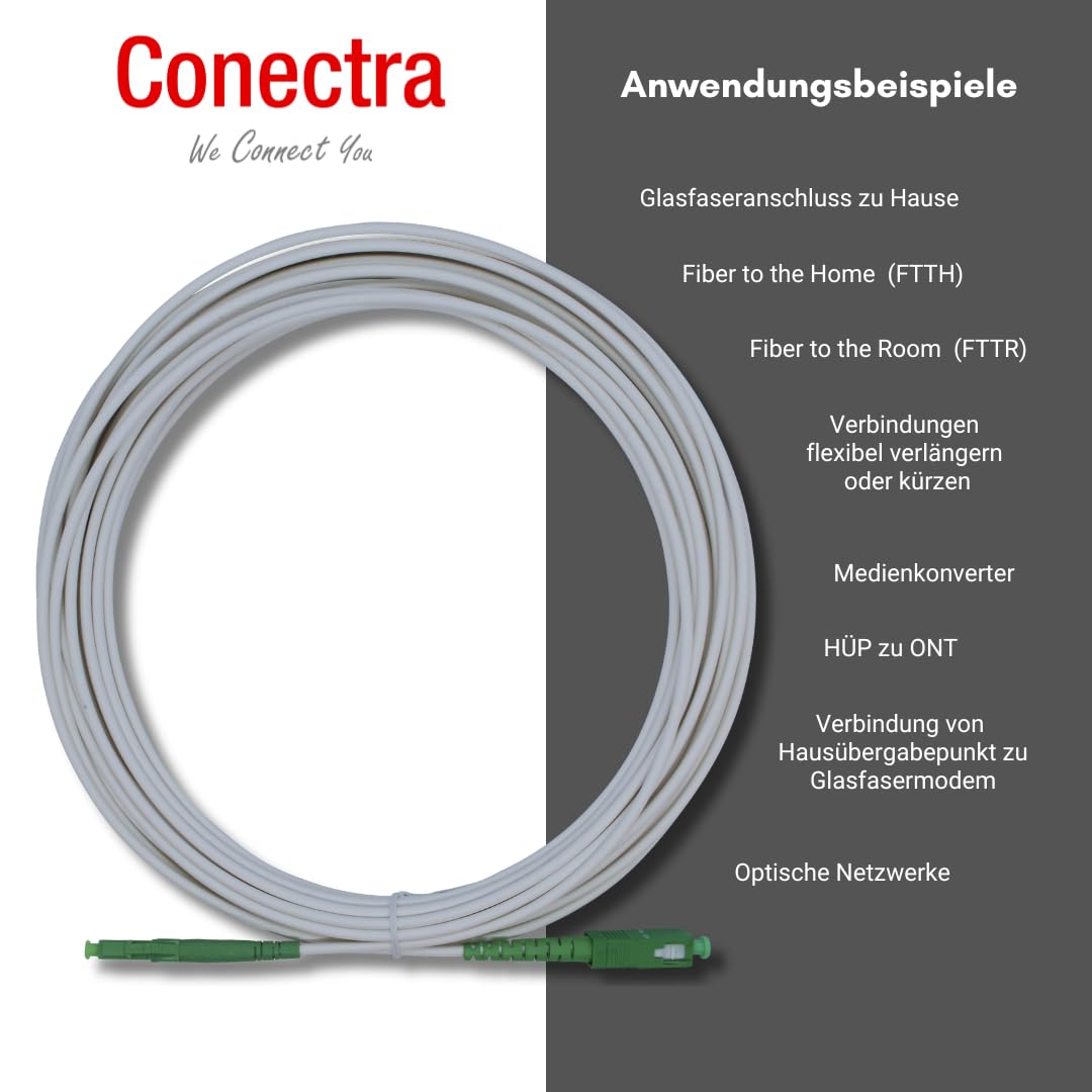 Cavo a fibre ottiche | OS2 | LC/APC su SC/APC | bianco | ideale per reti domestiche | compatibile con Deutsche Telekom, Vodafone, 1&1, Deutsche Glasfaser e molti altri (Lunghezza 75 metri)