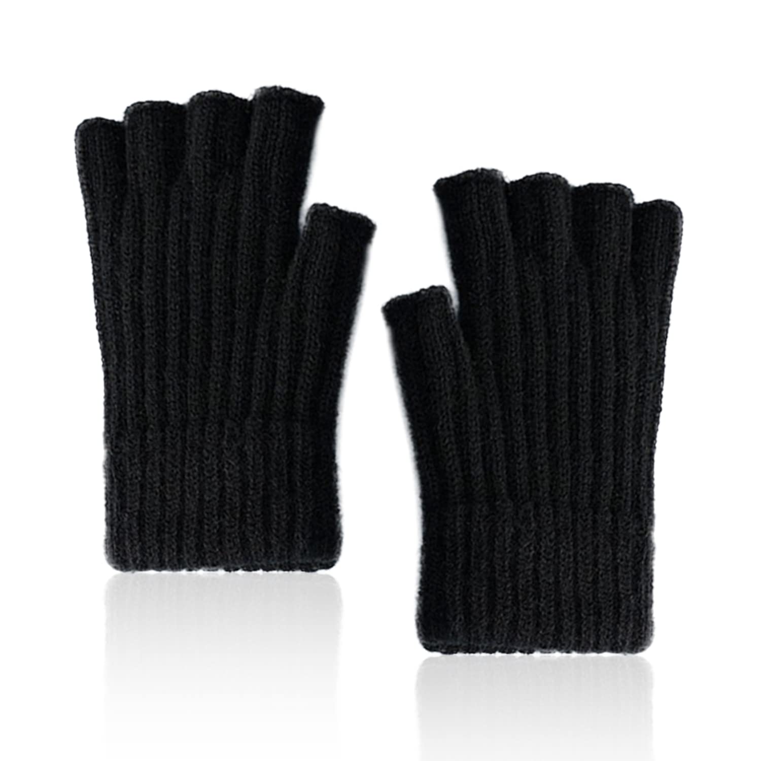 NINVVS Half Finger Gloves - Unisex Winter Warm Gloves (Black)