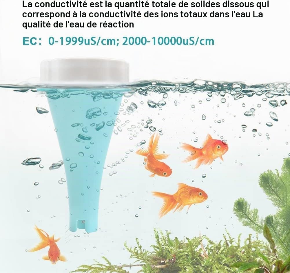 Testeur d'eau 6 en 1, analyseur de qualité de l'eau de Spa de Piscine avec sonde de Test numérique, température PH CL EC TDS ORP for Piscine, Aquarium, Laboratoire