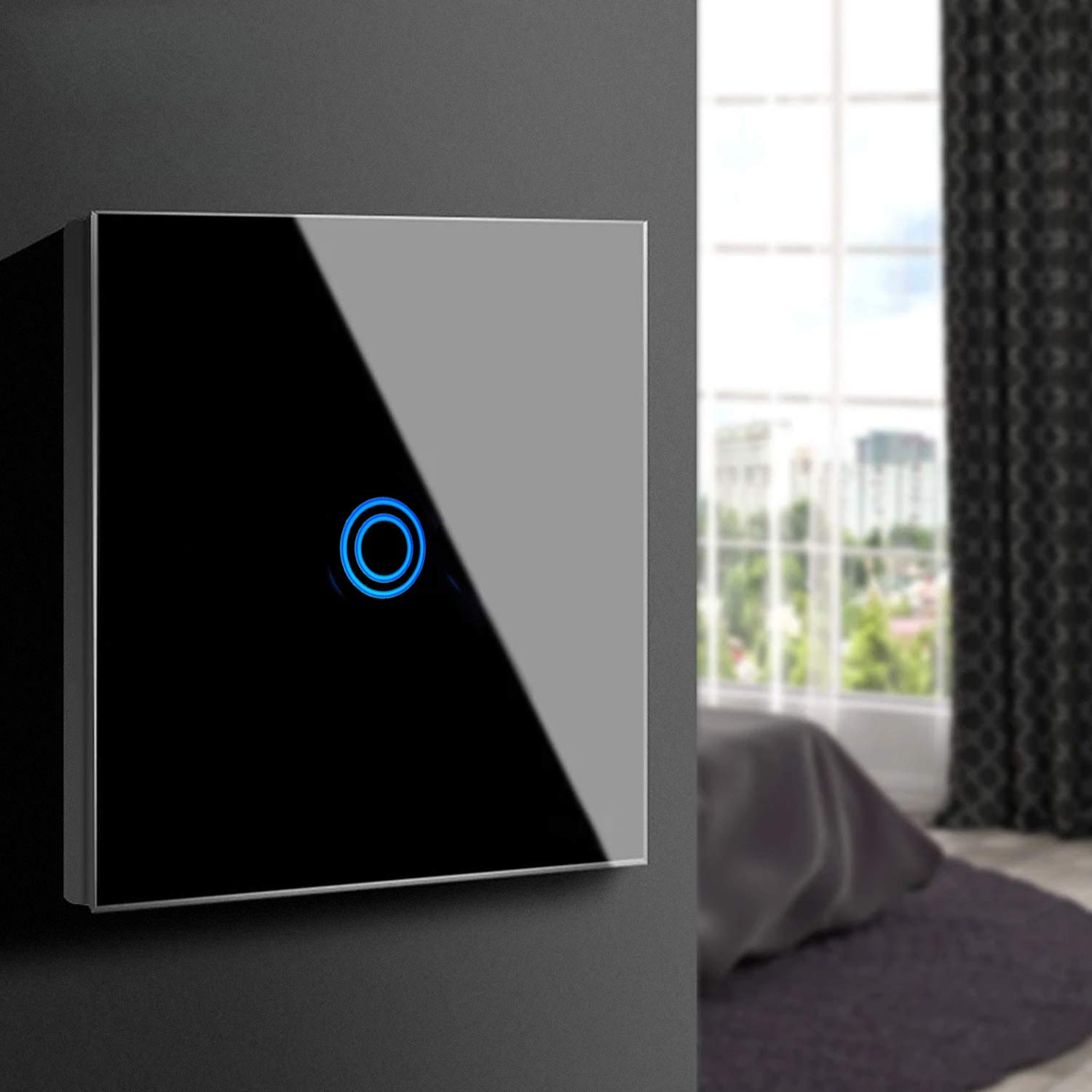 Maclean MCE702B Touch Light Switch Wall Glass Panel Color Changing LED Backlight Built-In Switch 85x85mm (1 GANG - Round, Black) - Image 2