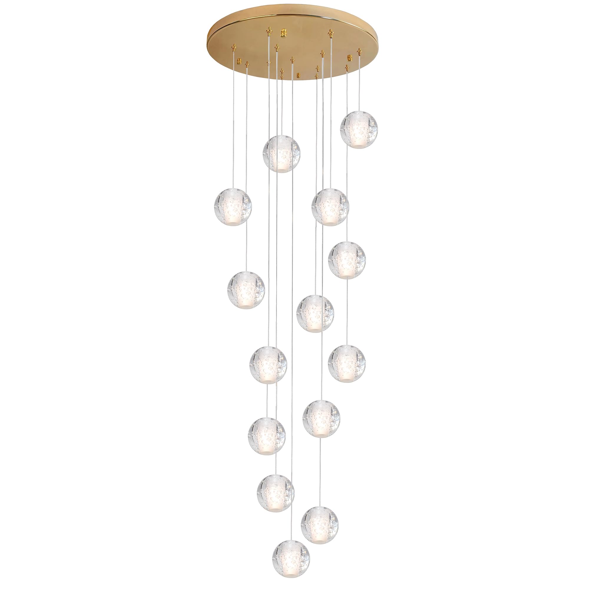Puvaue 14Lights Crystal Chandeliers High Ceiling Modern Large Bubble