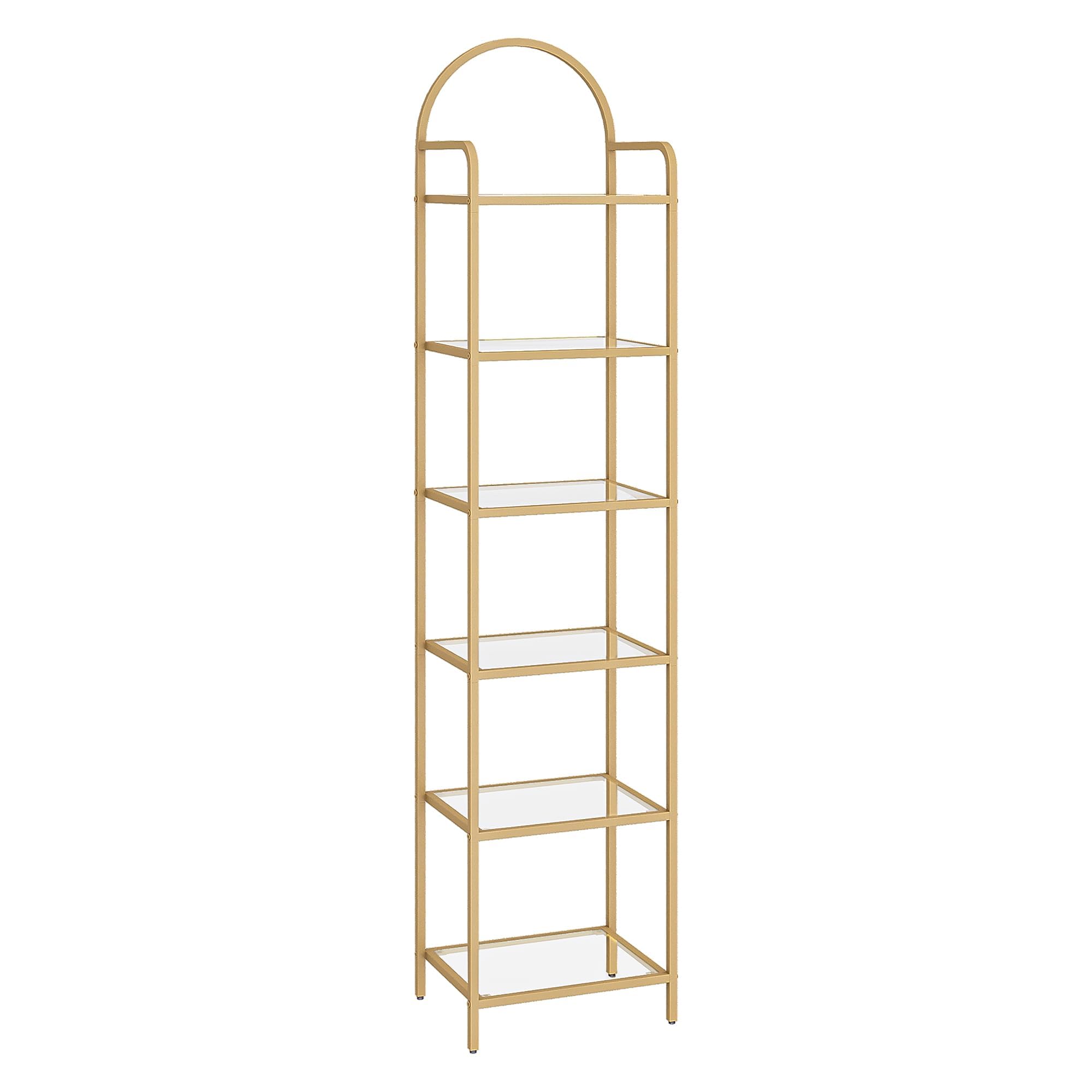 Hzuaneri Estantería Libros de 6 Niveles, Organizador Estante de salón, Estantería para Dormitorio, baño, Oficina en casa, para Plantas, CD, decoración, Recuerdo, Estructura de Acero, Dorado BC10601G