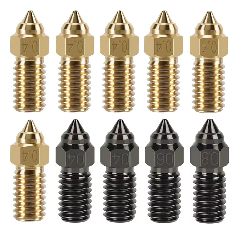 3D Printer Extruder Hotend Nozzle Kit - Included 6pcs 0.4mm Brass Nozzles, 2pcs 0.4mm+1pc 0.6mm+1pc 0.8mm Hardened Steel Nozzles, High Temperature for Elegoo Neptune 4/4 Pro