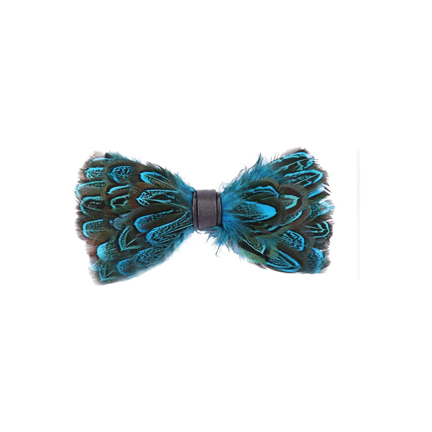 Pre-Tied Peacock Bow Tie Natural Feathers Bowtie Adjustable Length Necktie
