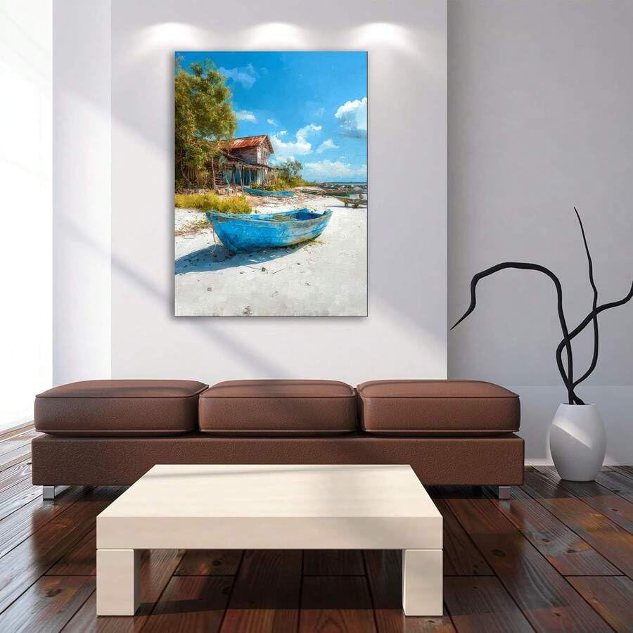 Toile murale abstraite océan et plage pour décoration de maison 60x80cm - 2