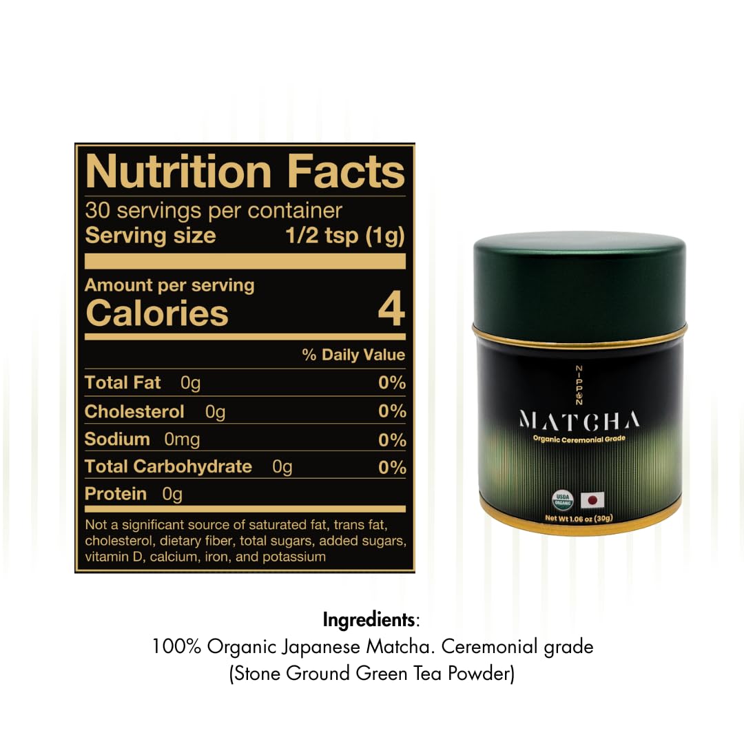 Nippon Matcha Organic Premium Ceremonial Grade Japanese Matcha Green Tea Powder First Harvest from Uji Kyoto USDA Certified — view 2