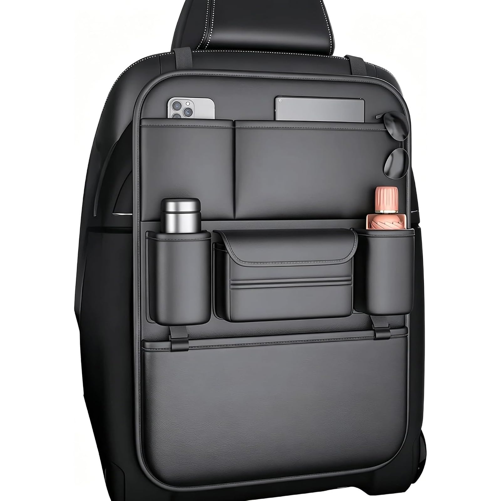 Genérico Organizador Asiento Trasero Coche para Ford Kuga 3 (III) ST-Line & Vignale I 2019-2024, Cuero Bolsa Multibolsillos Protector Impermeable contra Manchas, Perfecto Viajes Familia