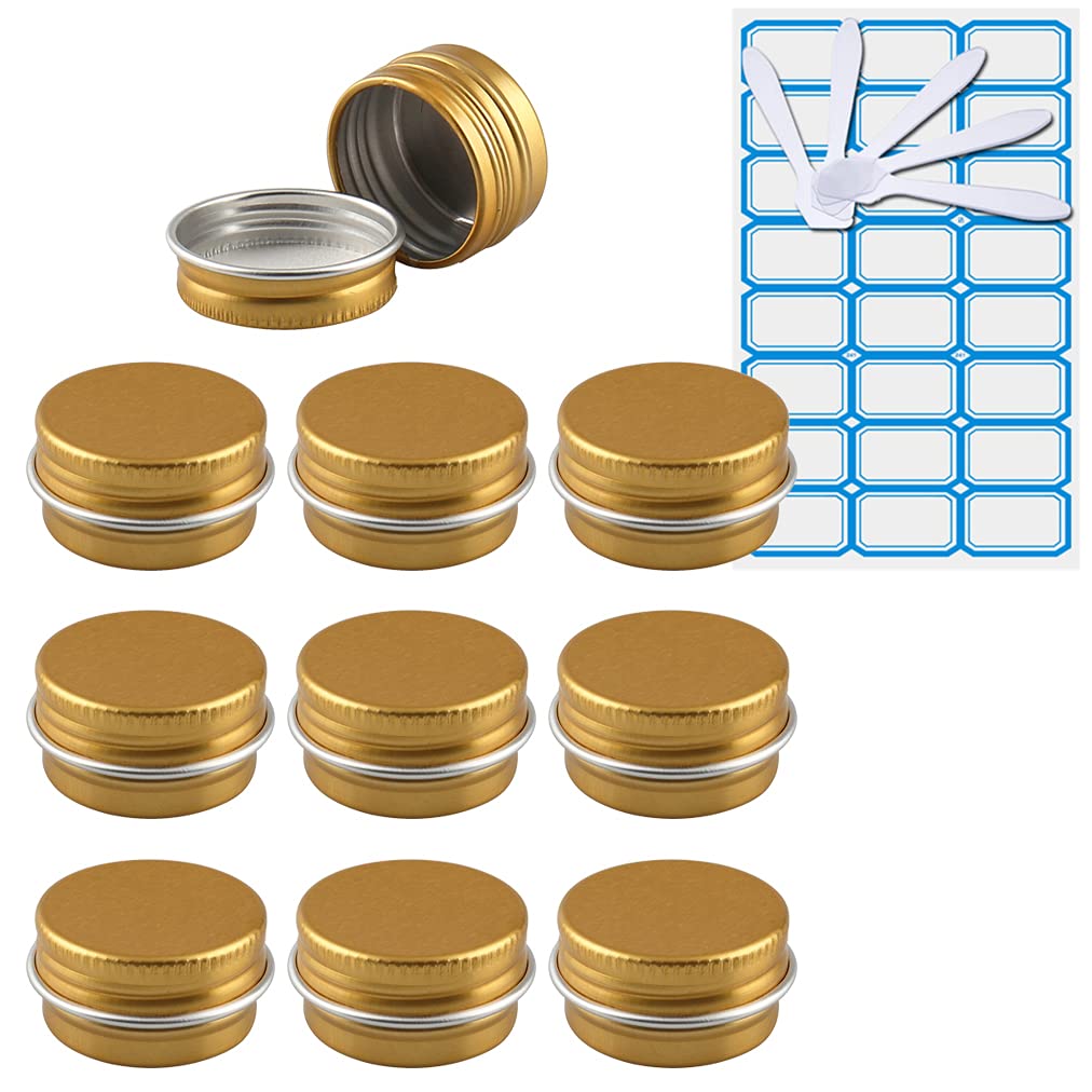 10 Piezas Tarros de Aluminio con tapa Rosca 15ml, Negro Mate Tarros de Aluminio Vacíos Redondo para Contenedor De Cosméticos Cremas Caja de almacenaje con 5 Espátula y 1 Etiqueta — view 8