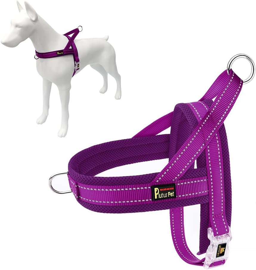 Plutus Pet No Pull Dog Harness with Breathable Mesh Padded, Adjustable Reflective Escape Proof Dog Harness, Quick Fit Dog Vest Harness for Small Medium Large Dogs(L, Purple)