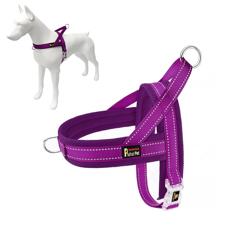 Peitoral Vest para Cães PLUTUS PET com Mesh Respirável e Faixa Refletiva XS, Roxo