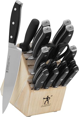 Henckels Forged Premio - Juego de cuchillos de 18 piezas, color blanco envejecido