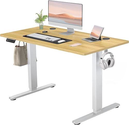Miniatura 1 de SMUG Escritorio de pie, mesa eléctrica de altura ajustable, mesa de computadora para sentarse y levantarse, 40 x 24 pulgadas, ergonómicos para el