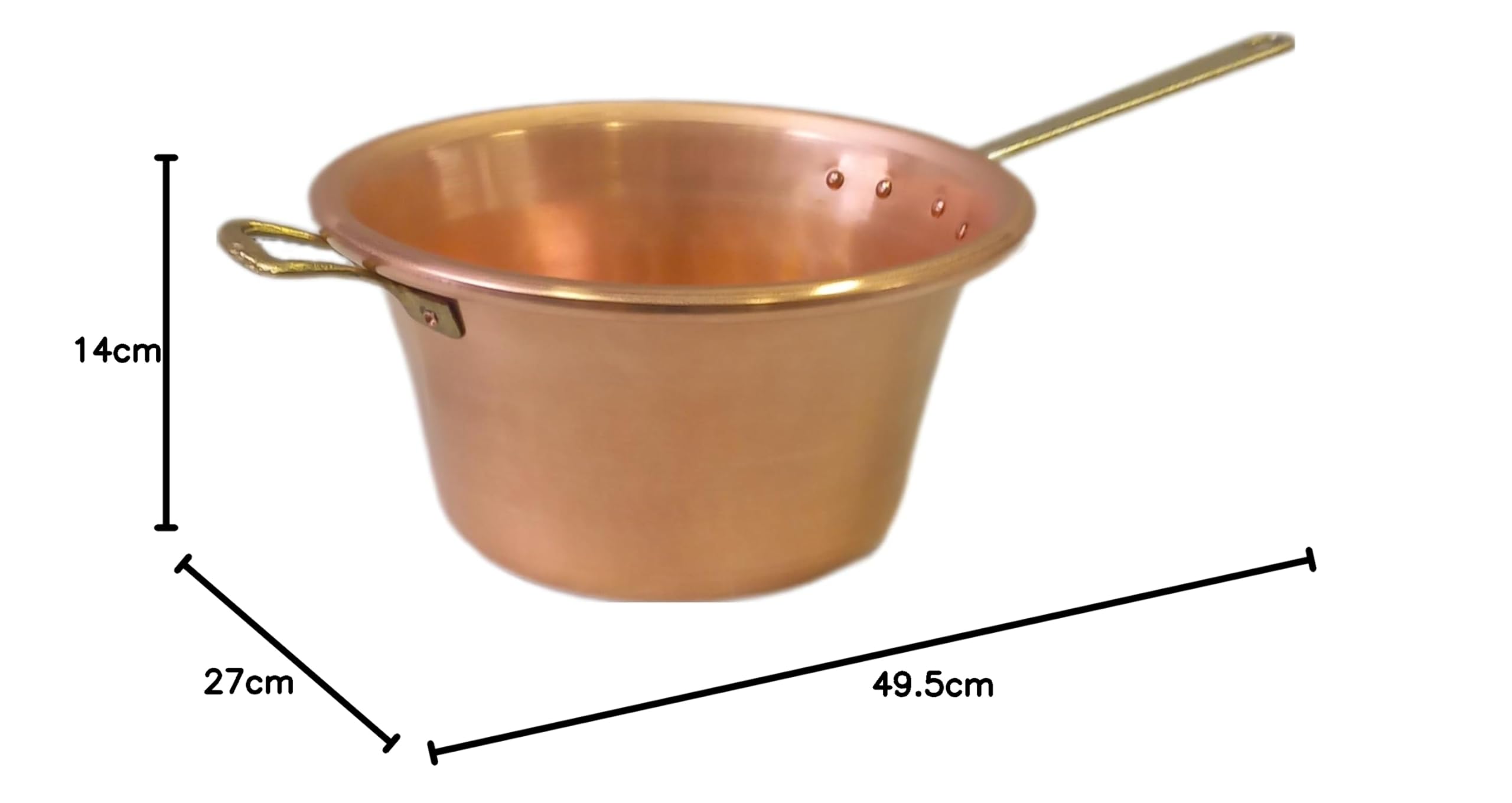Paiolo in Rame per Polenta Manico in Ottone Diametro 26cm