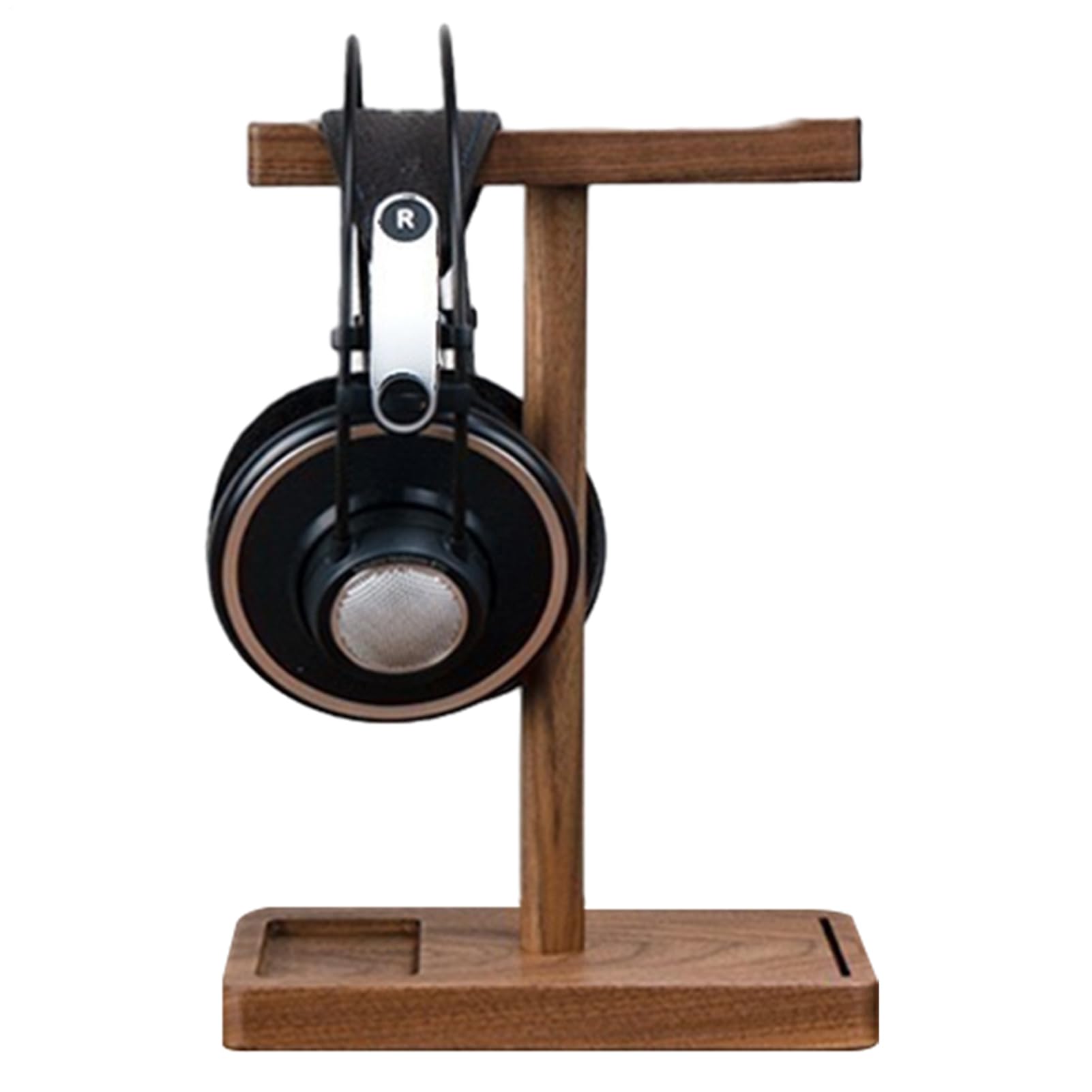 Supporto per cuffie in legno di noce, supporto da scrivania in legno di | noce nero, gancio audio rustico, supporto universale per cuffie, organizer per accessori musicali, antiscivolo stabile