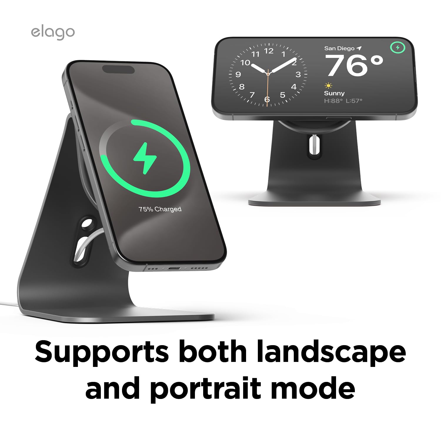 Elago Support De Charge MS Compatible Avec Le Chargeur MagSafe Compatible Avec IPhone 15, 14, 13, 12 Serie Et Autres Téléphones De Chargement Sans Fil (Blanc