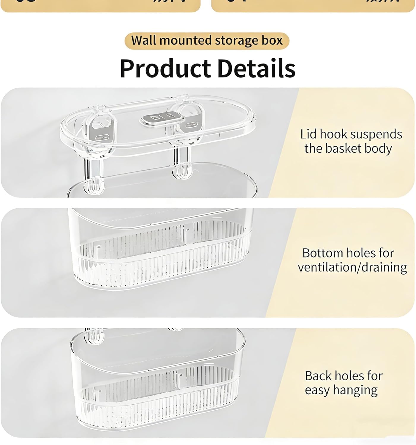 Große, Bohrfreie Aufbewahrungsbox Für Badezimmer – Starker Saugnapf-abtropfkorb Mit Abflusslöchern Für Dusche Und Küche – Platzsparend, Langlebig, Einfache Montage 2pcs-A