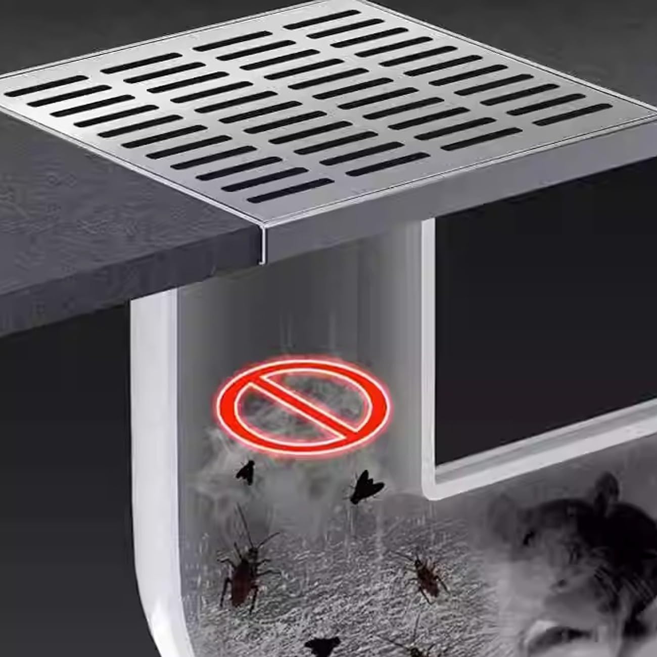 Zestaw rusztu odpływowego ze stali nierdzewnej – 50 x 50 x 3 cm, łatwy montaż, rozwiązanie odpływowe do łazienki i domu, trwała i stylowa osłona przeciwdeszczowa dla wydajnego odprowadzania wody