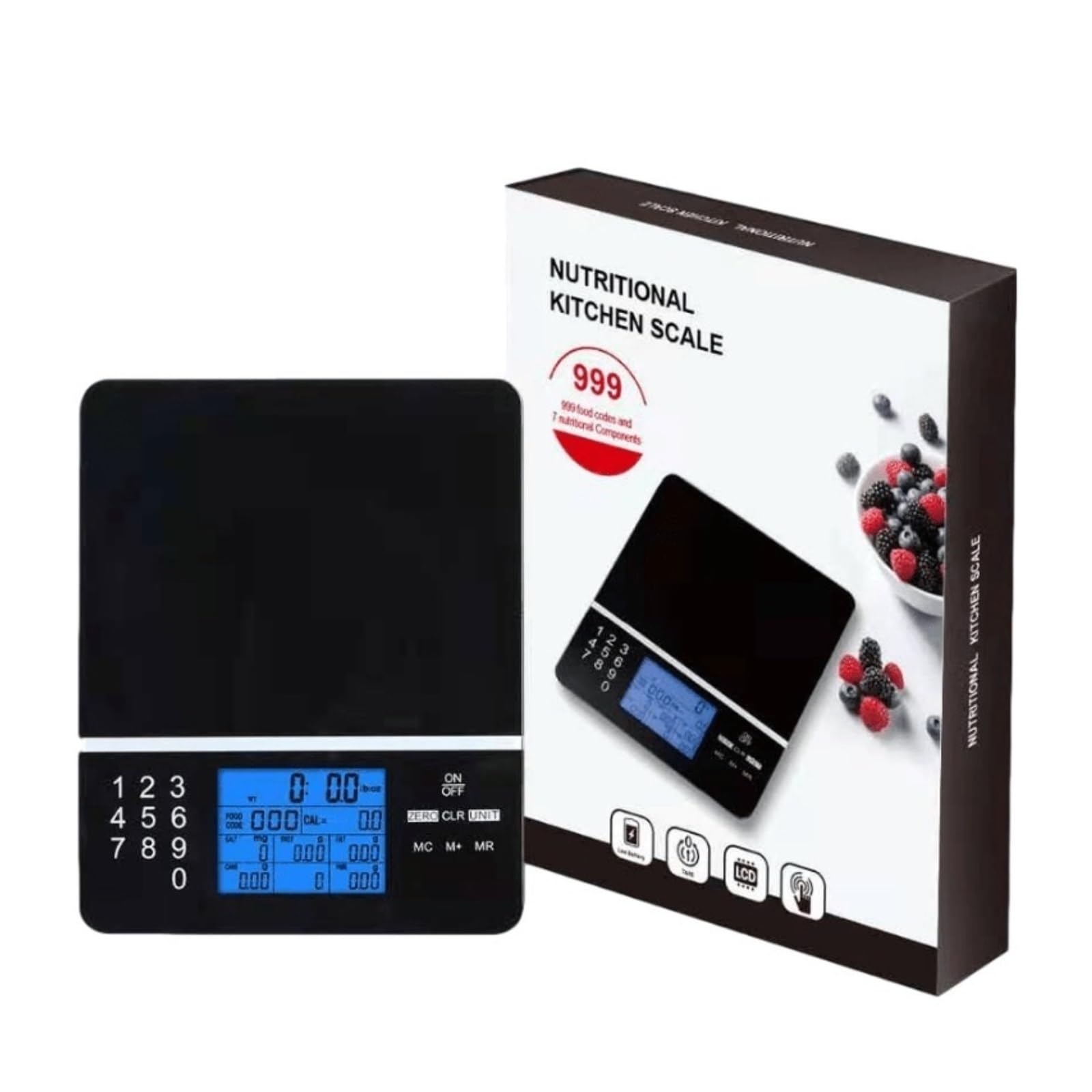 Bilancia digitale, Bilancia nutrizionale intelligente da 5 kg, bilancia digitale per alimenti touch screen in vetro temperato impermeabile per cottura al forno