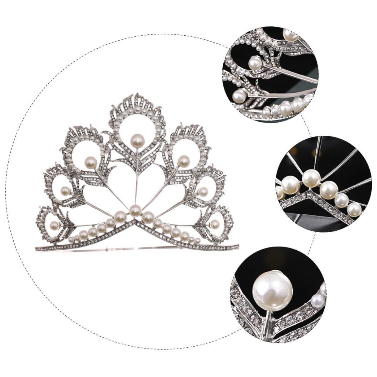 Sewroro Diadema Nupcial de Cristal y Perlas Ligera de Aleación para Boda y Eventos Obsequios Tocado Elegante para Novia y Dama de Honor